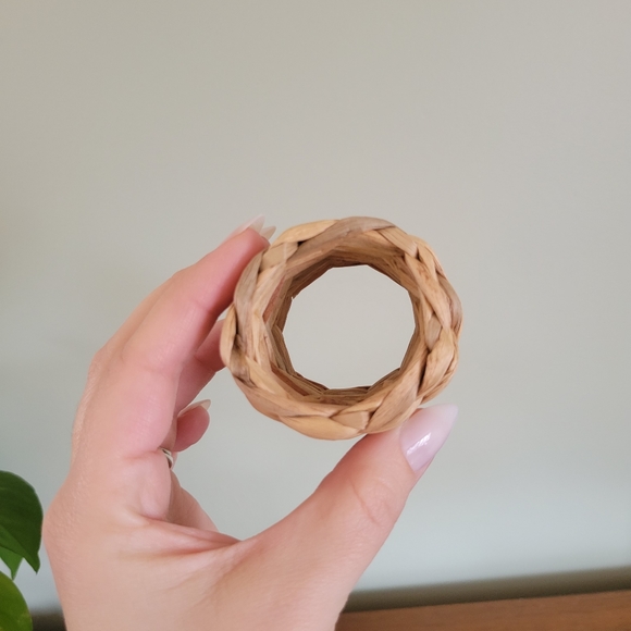 Bohemian Rattan Napkin Rings Set of 6 - Picture 2 of 3